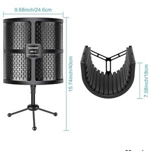 Neewer Table Microphone Insulation Windshield with Tripod, Sound Absorber Foam